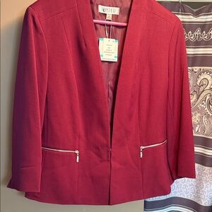 Kasper Women's Crimson Blazer with Zipper Accents